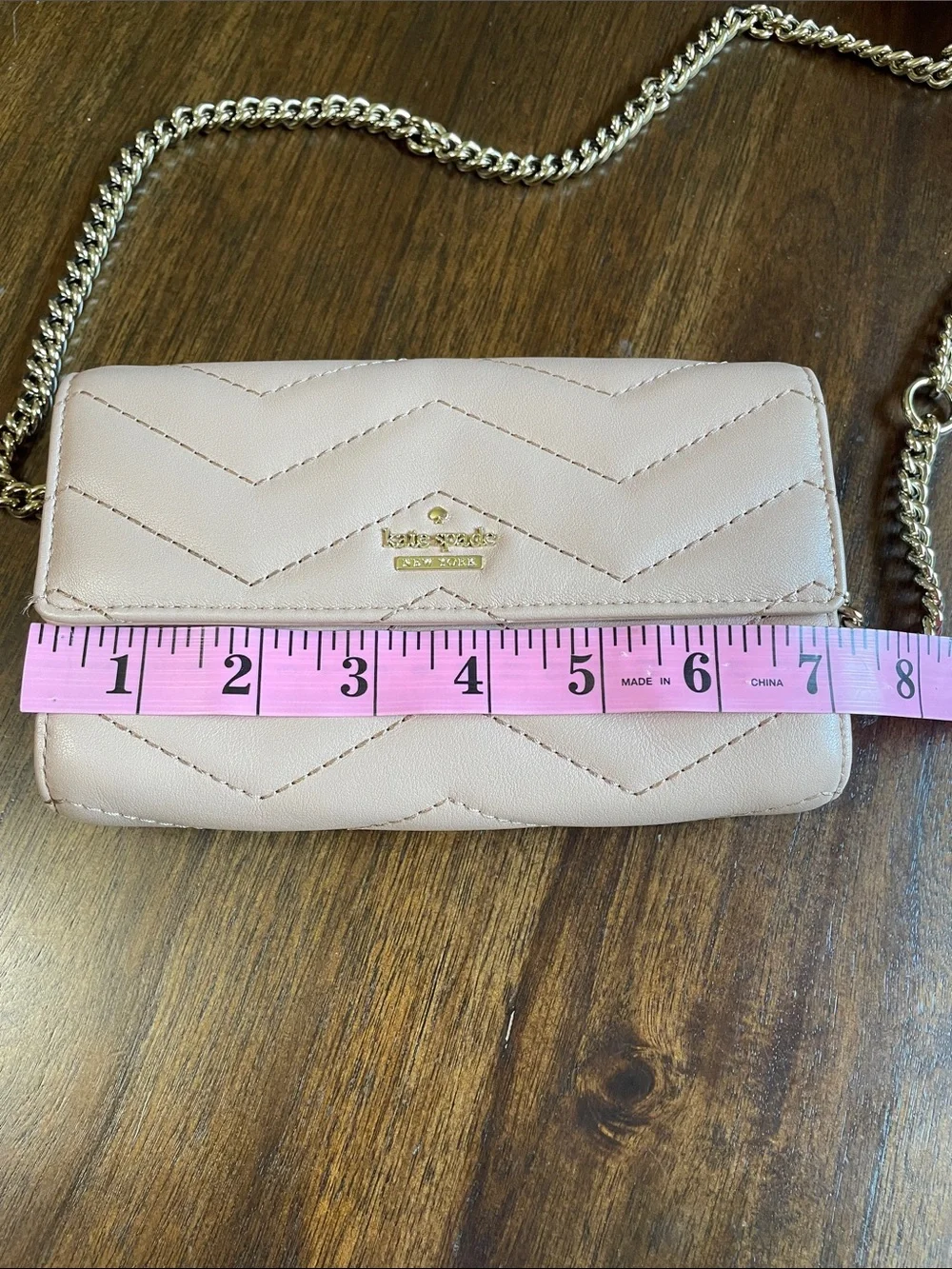 kate spade Blush Tan Quilted Chevron Chain Crossbody